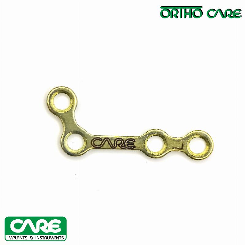 L- подібна пластина з 4 отворами, перемичка 12 мм, 110⁰, права товщина 1,0 мм